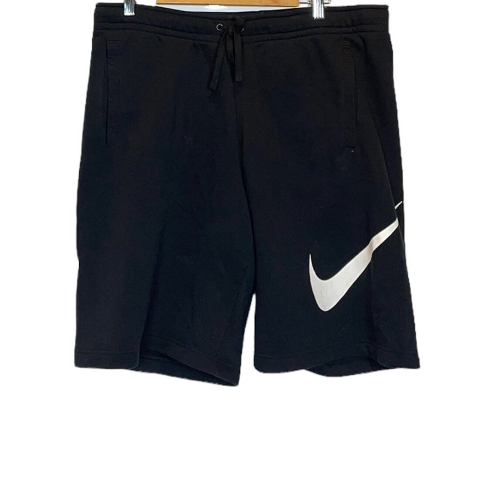 Nike Men's Stretchy 2-Pocket Drawstring Black/White Logo Basketball Shorts SZ XL